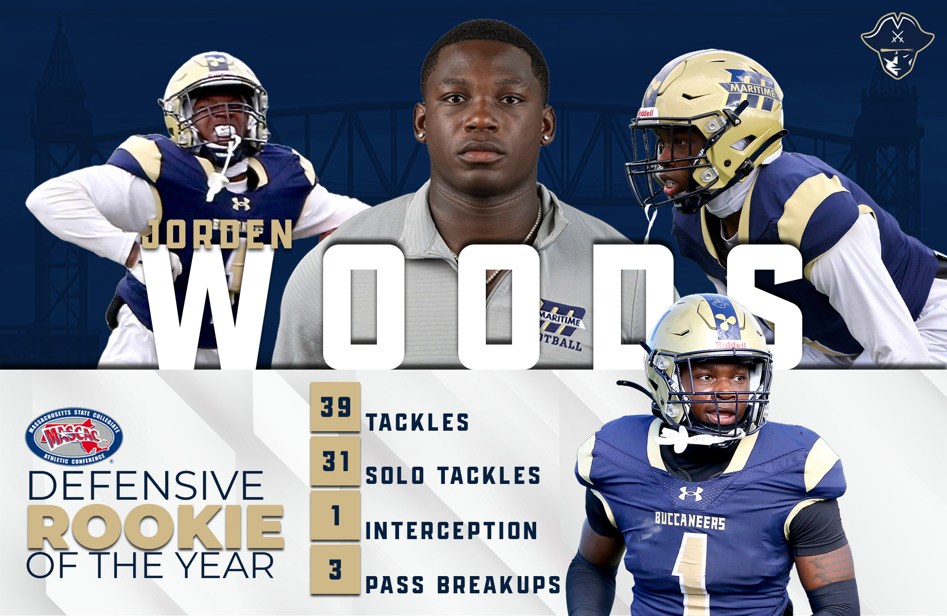 Woods Named MASCAC Defensive Rookie of the Year