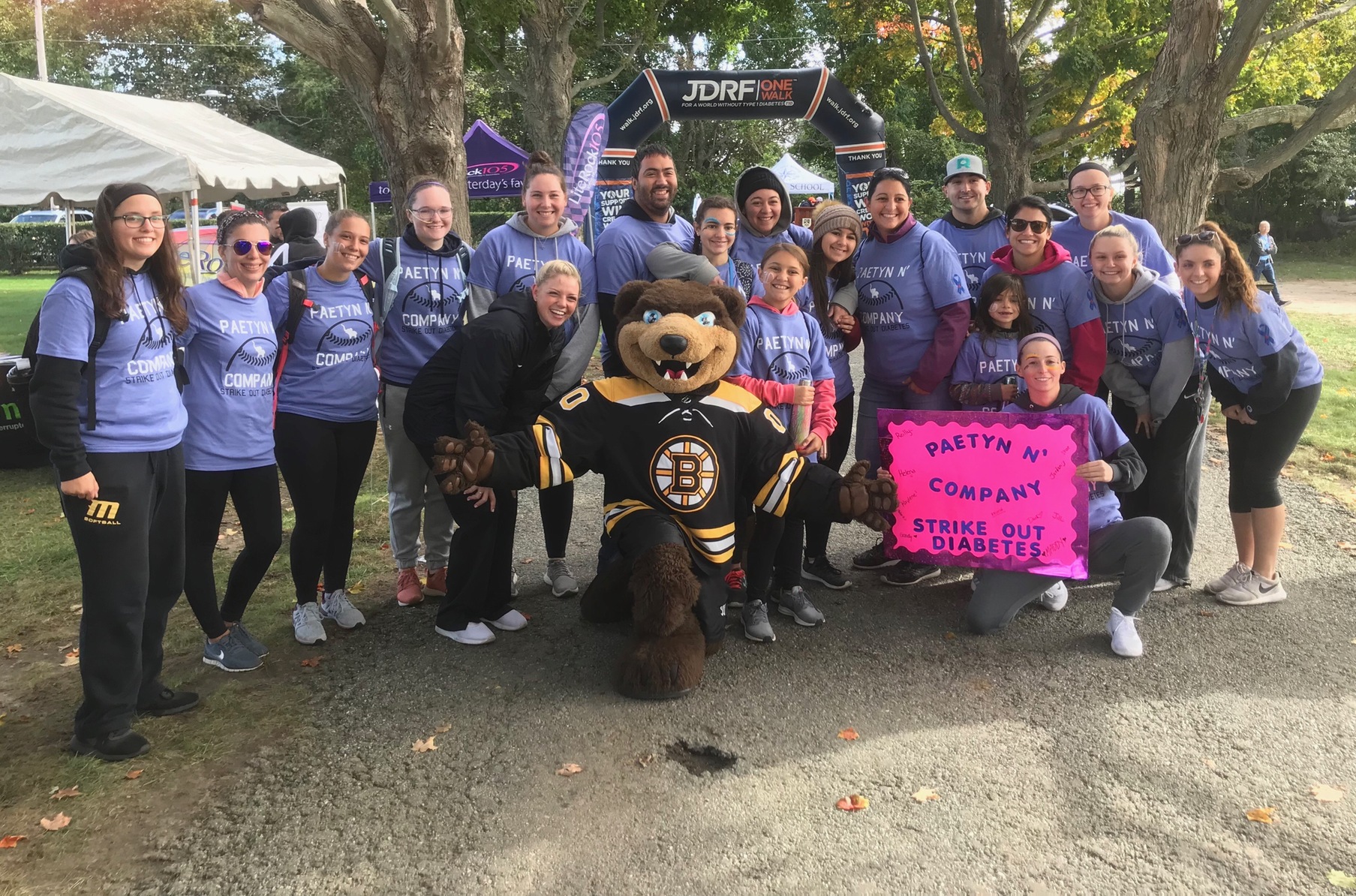 Softball Team Walks with Team IMPACT Member at JDRF One Walk